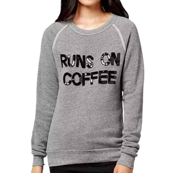 Bow & Drape Runs On Coffee Sequin Sweatshirt - Picture 1 of 5